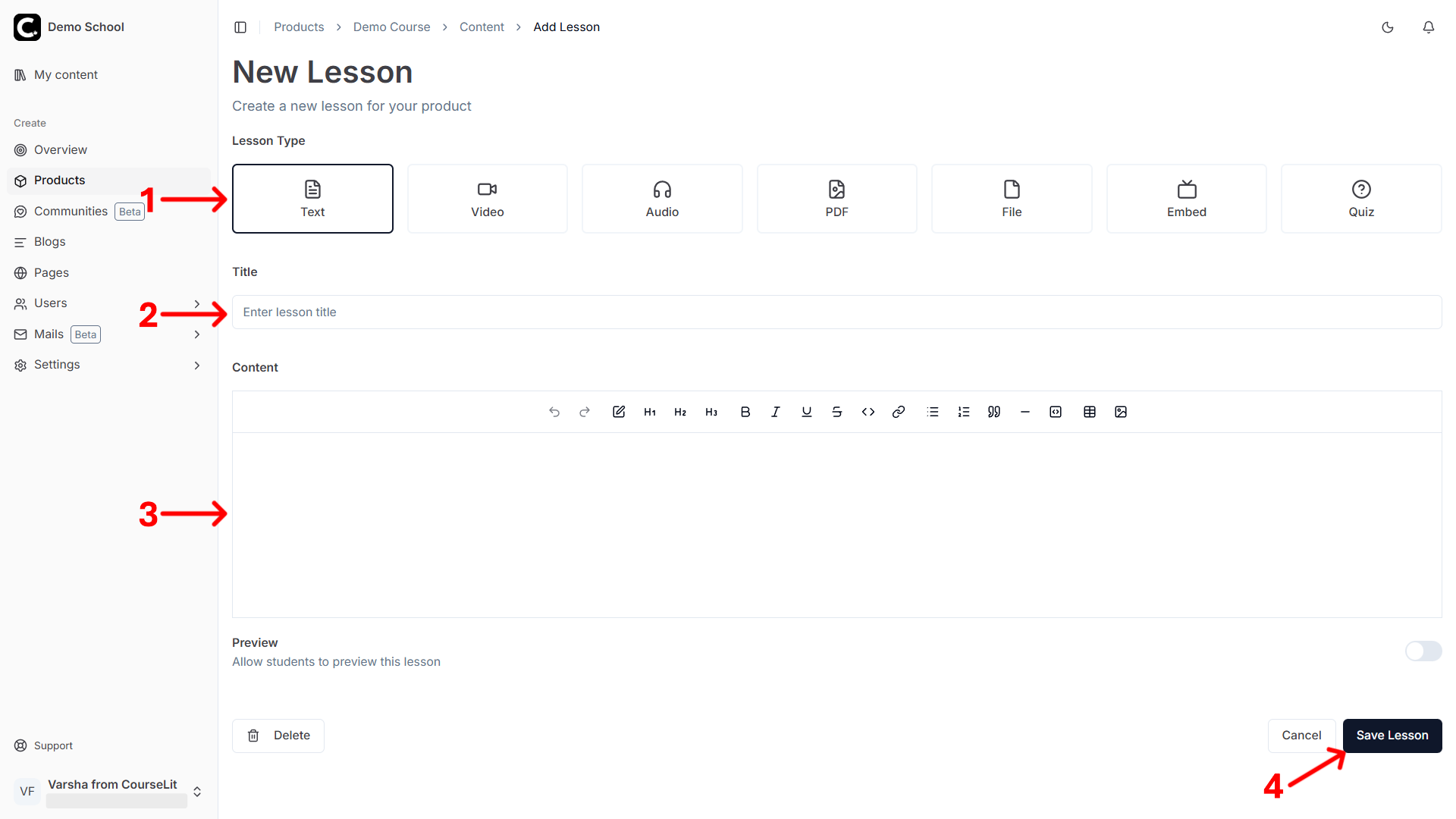 Add lesson