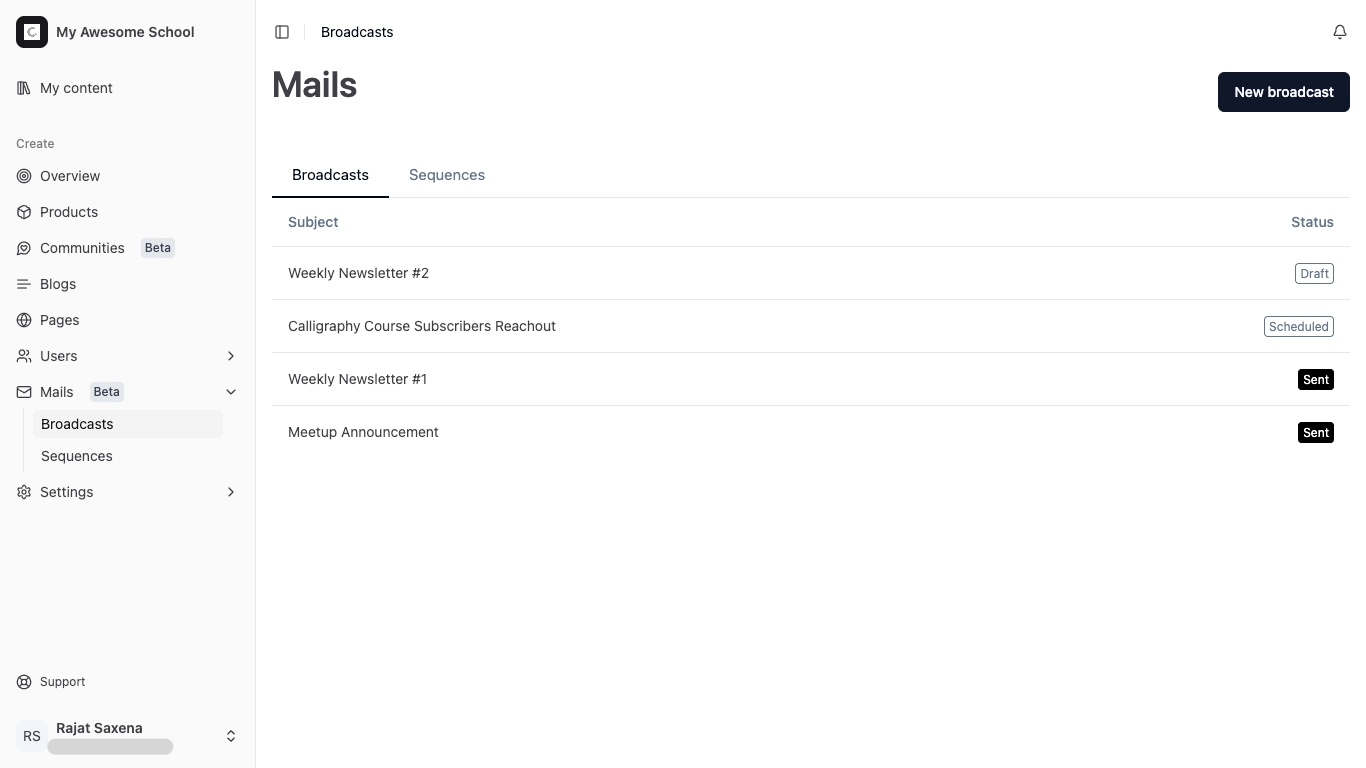 Broadcasts Hub