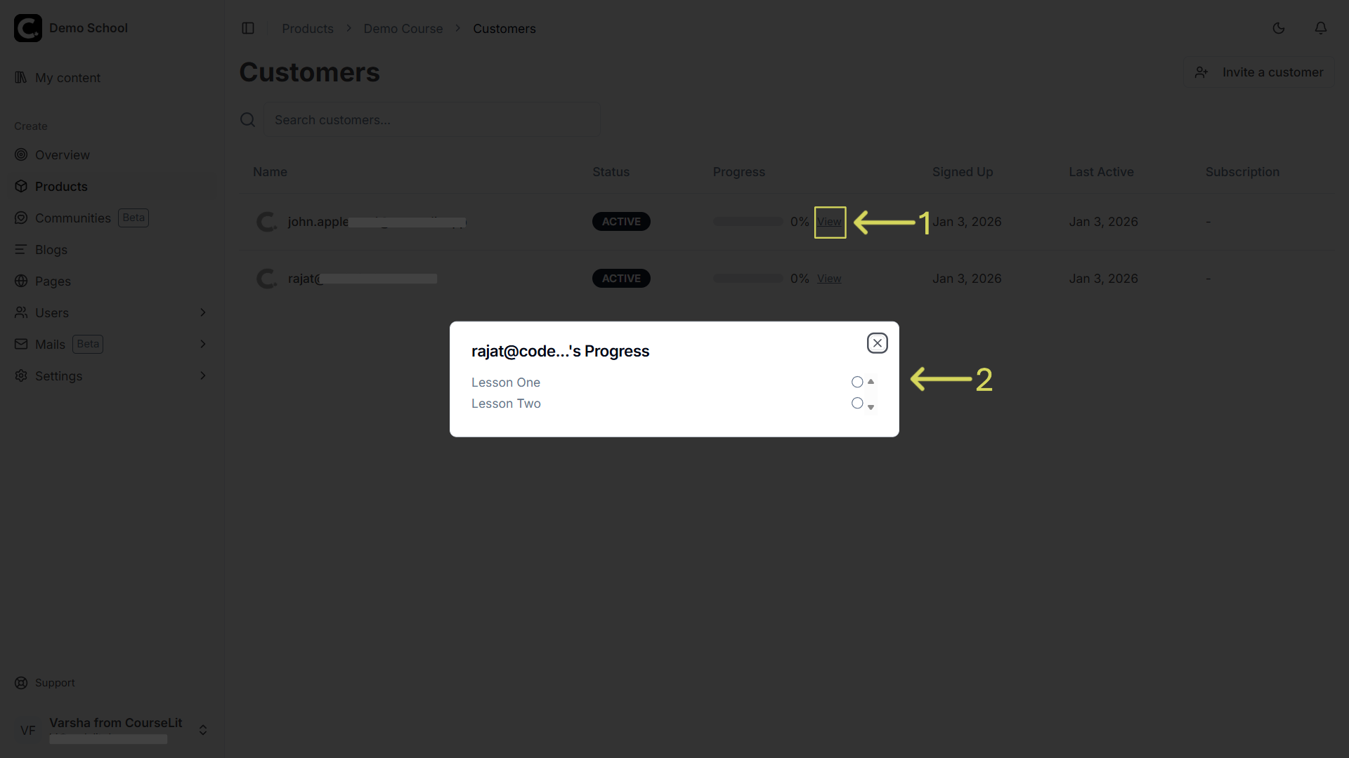 Customers progress