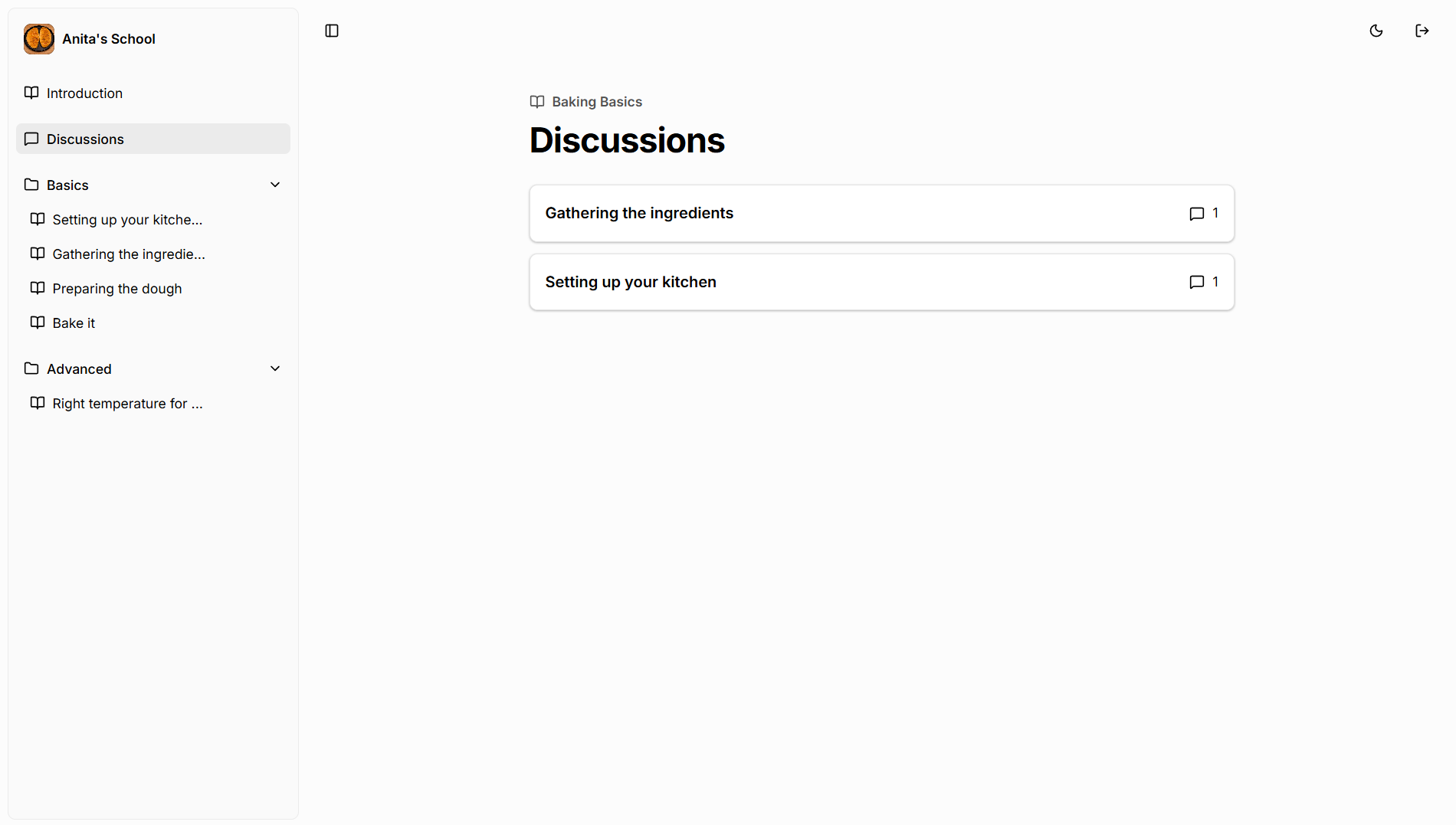Discussions page