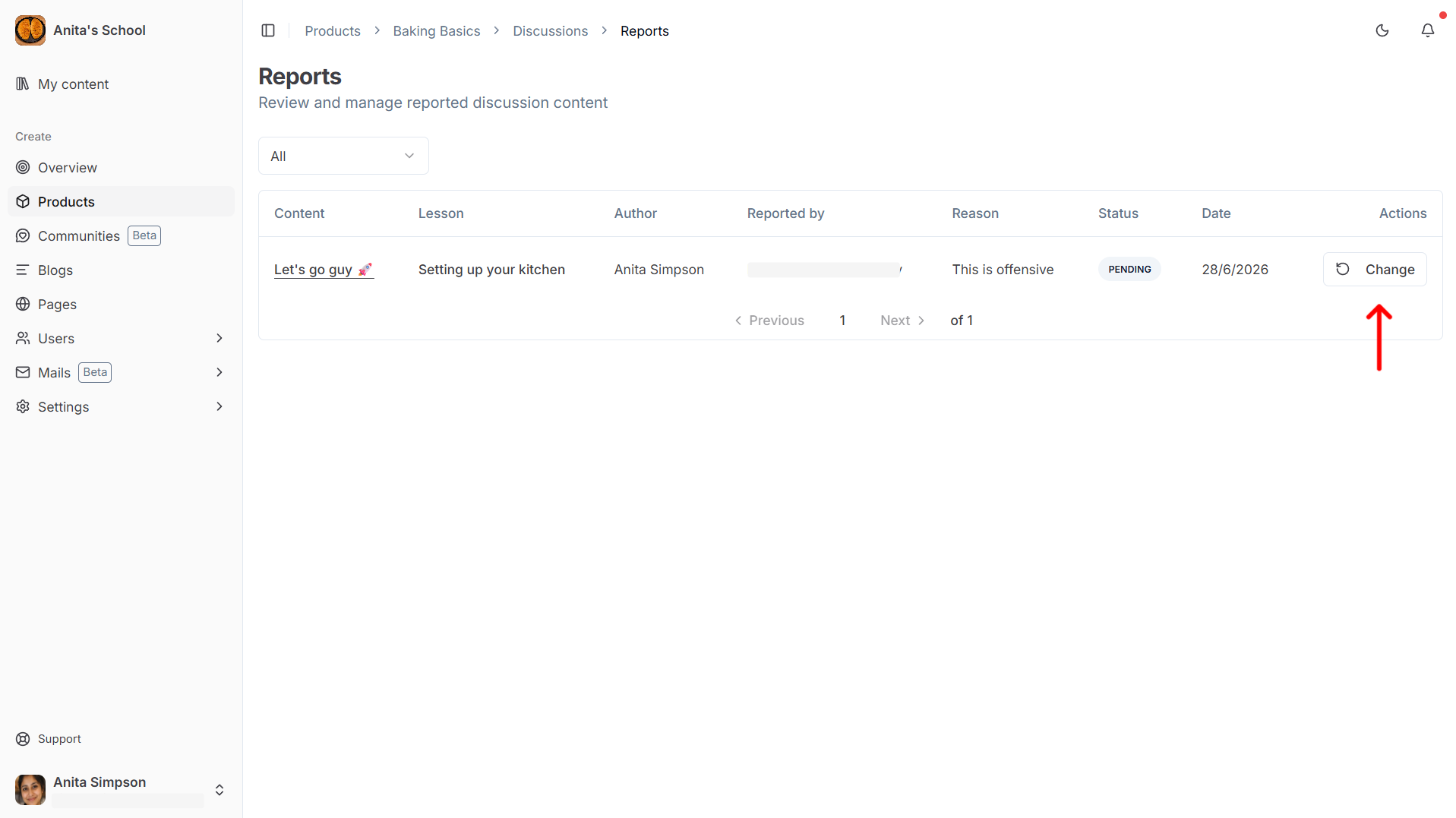 Manage reported content in discussion