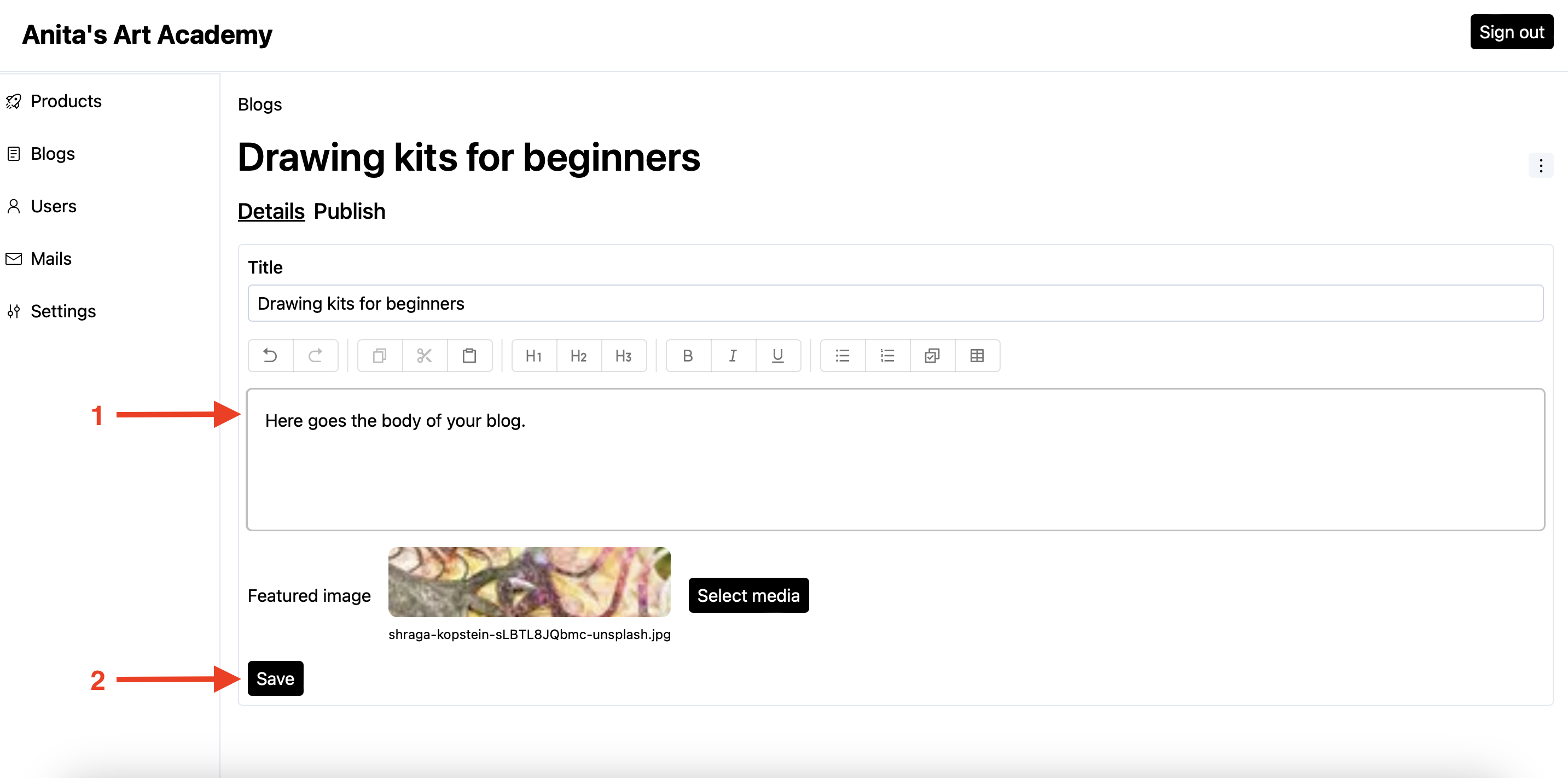 Edit blog