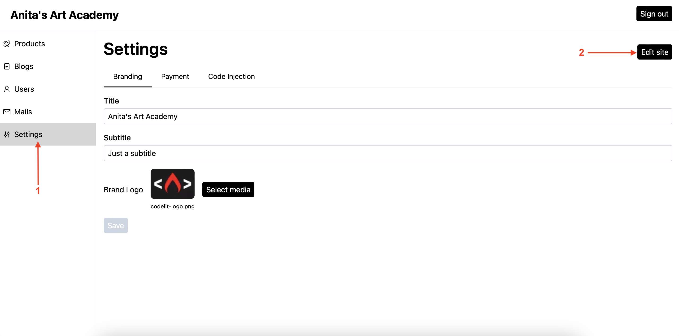 Edit home page