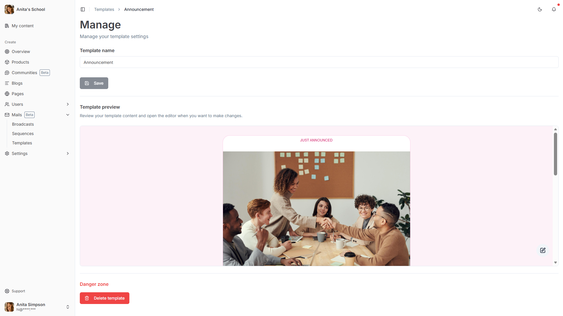 Template management