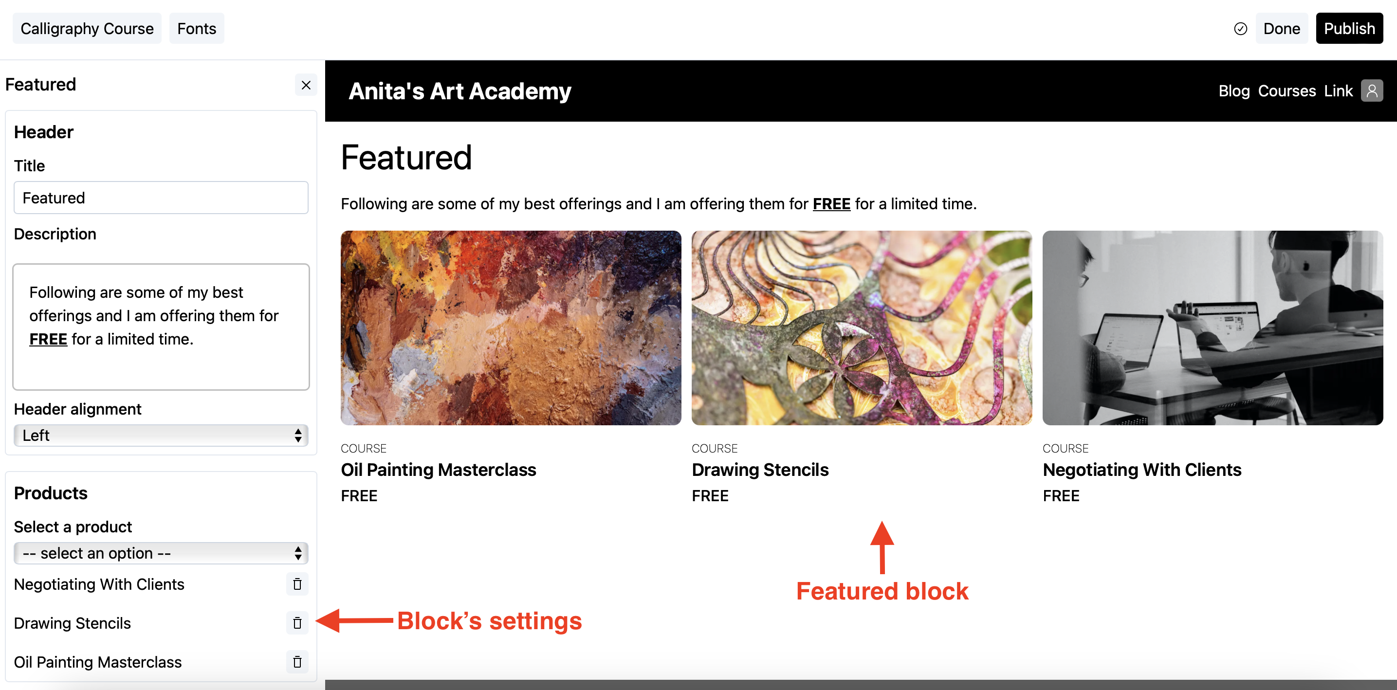 Featured block