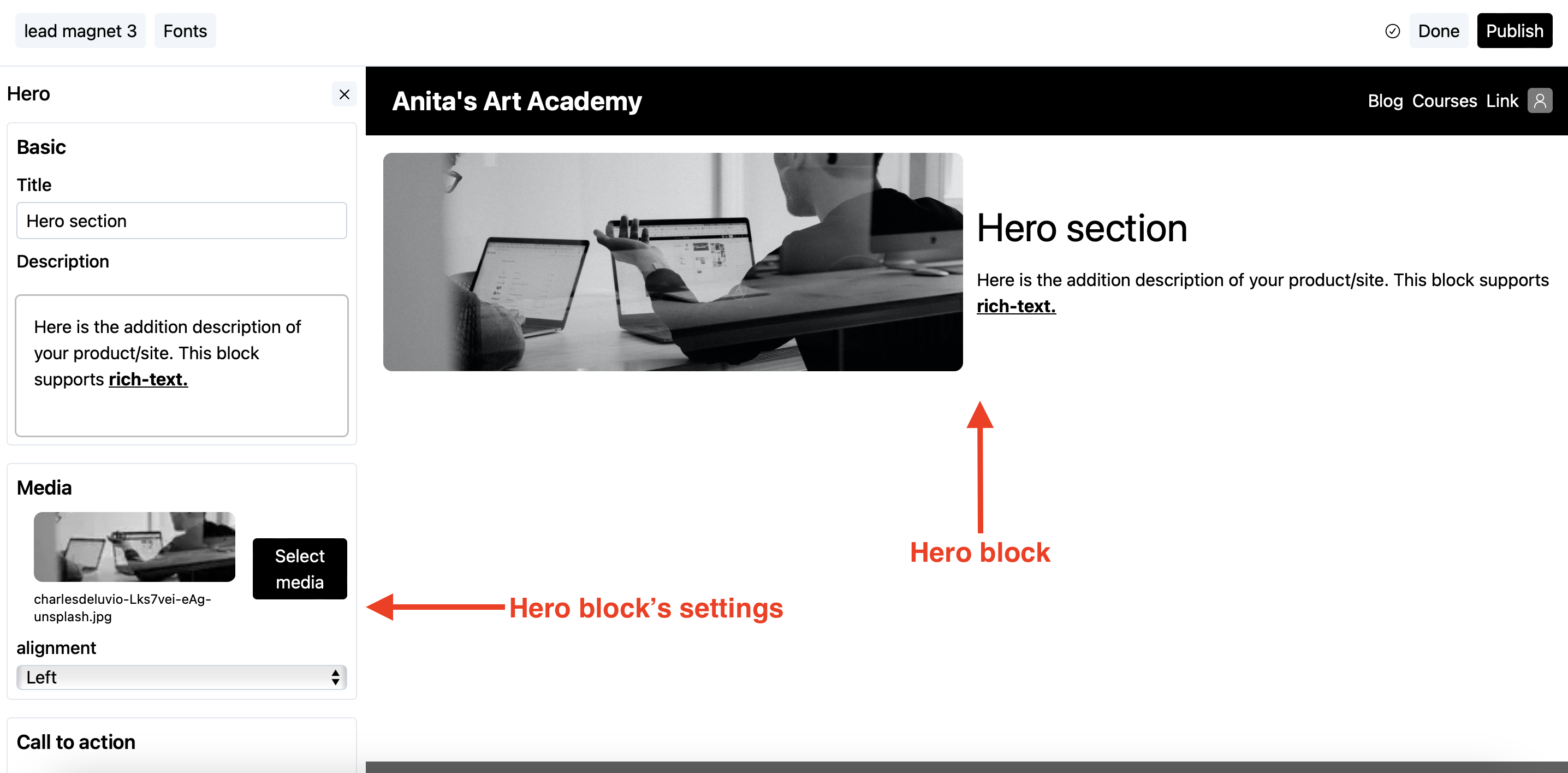 Hero block
