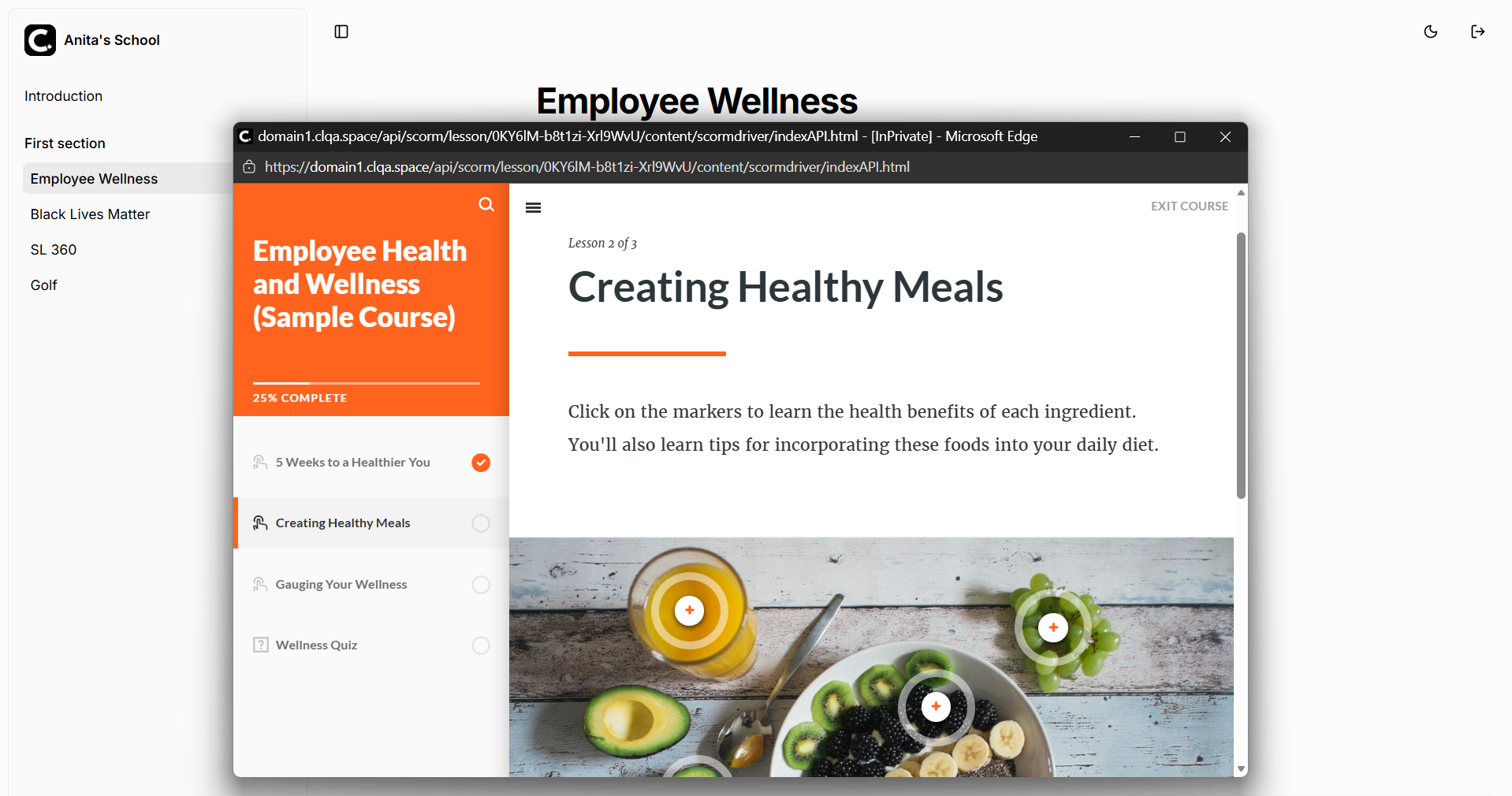 Popup SCORM lesson