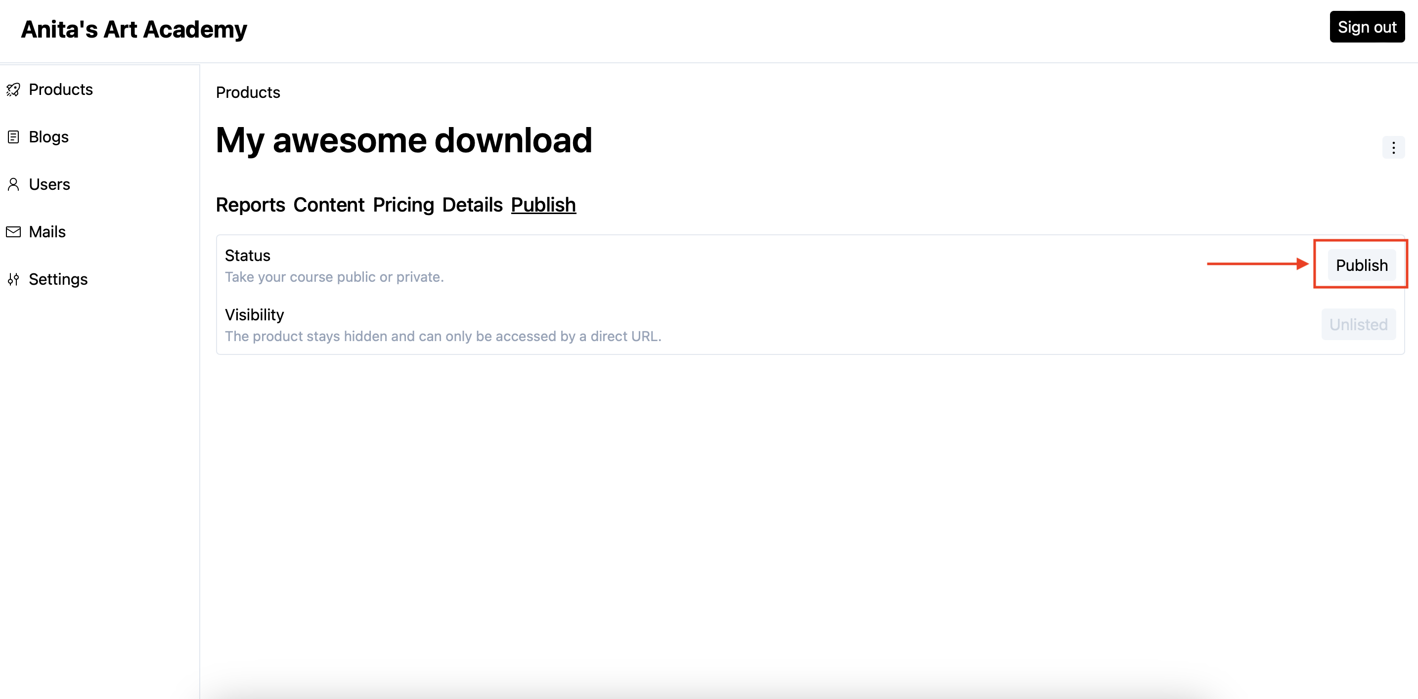 Publish downloads