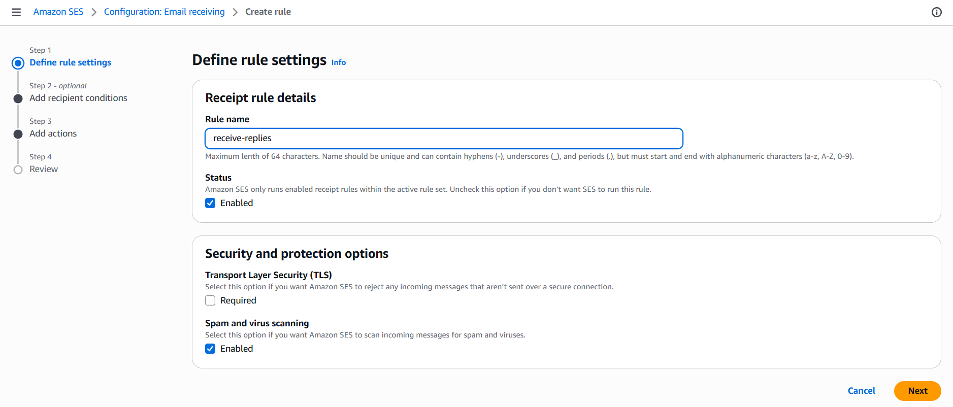 Configure the Amazon SES receipt rule
