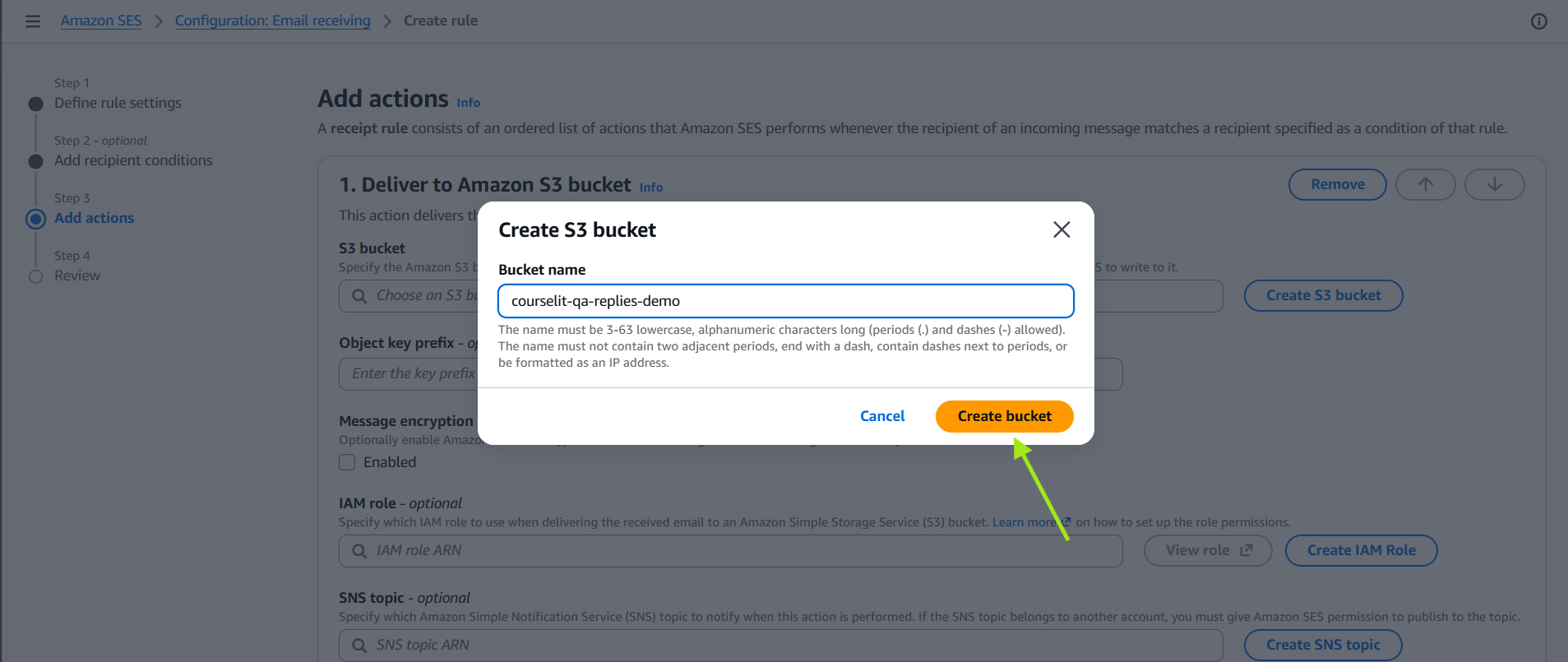 Create the S3 bucket for inbound email