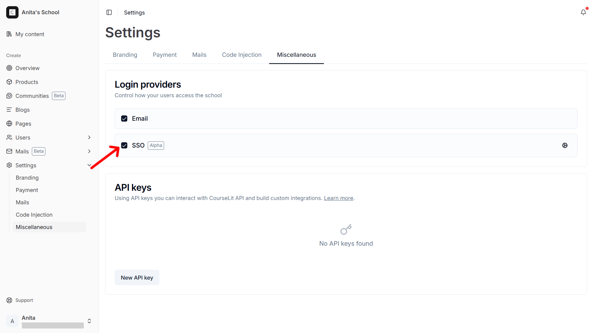 Enable SSO provider