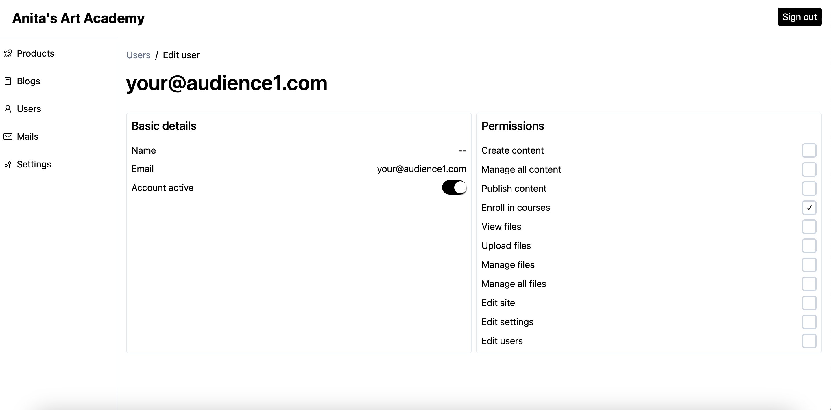 User's details