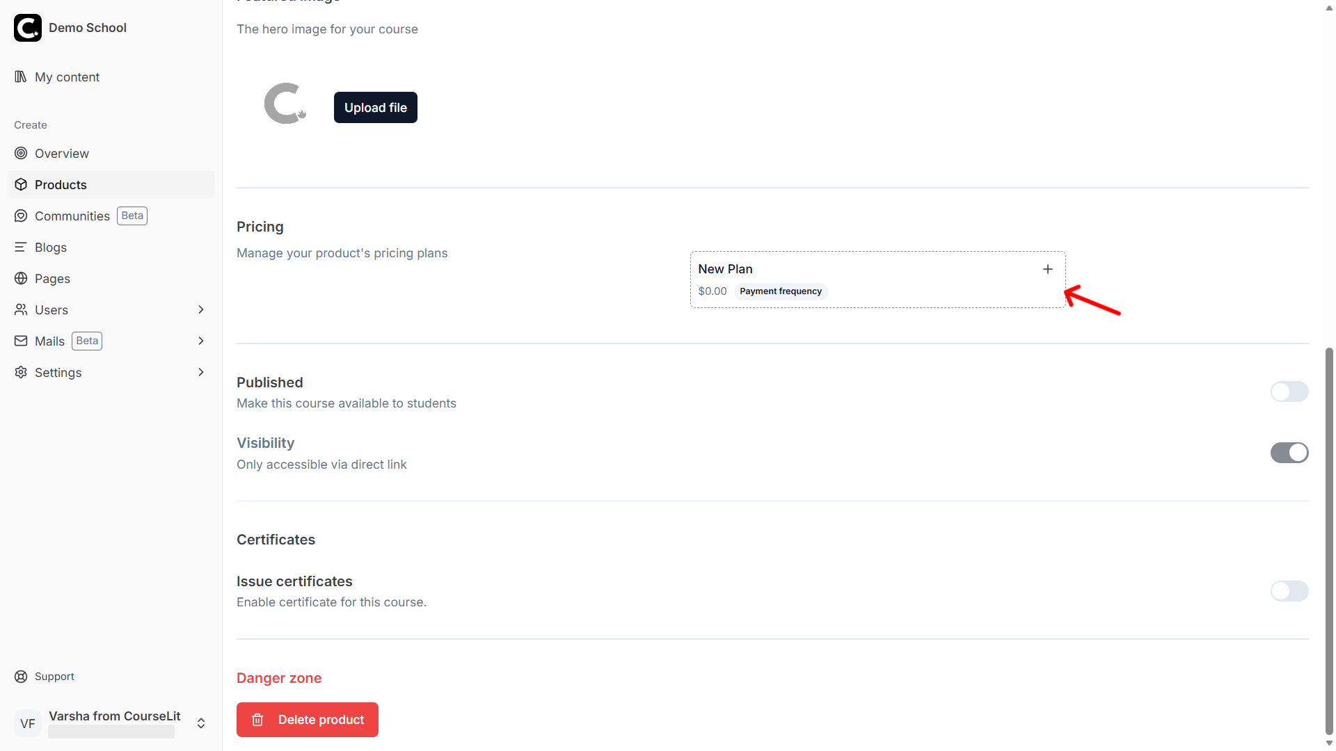 Add pricing plan card