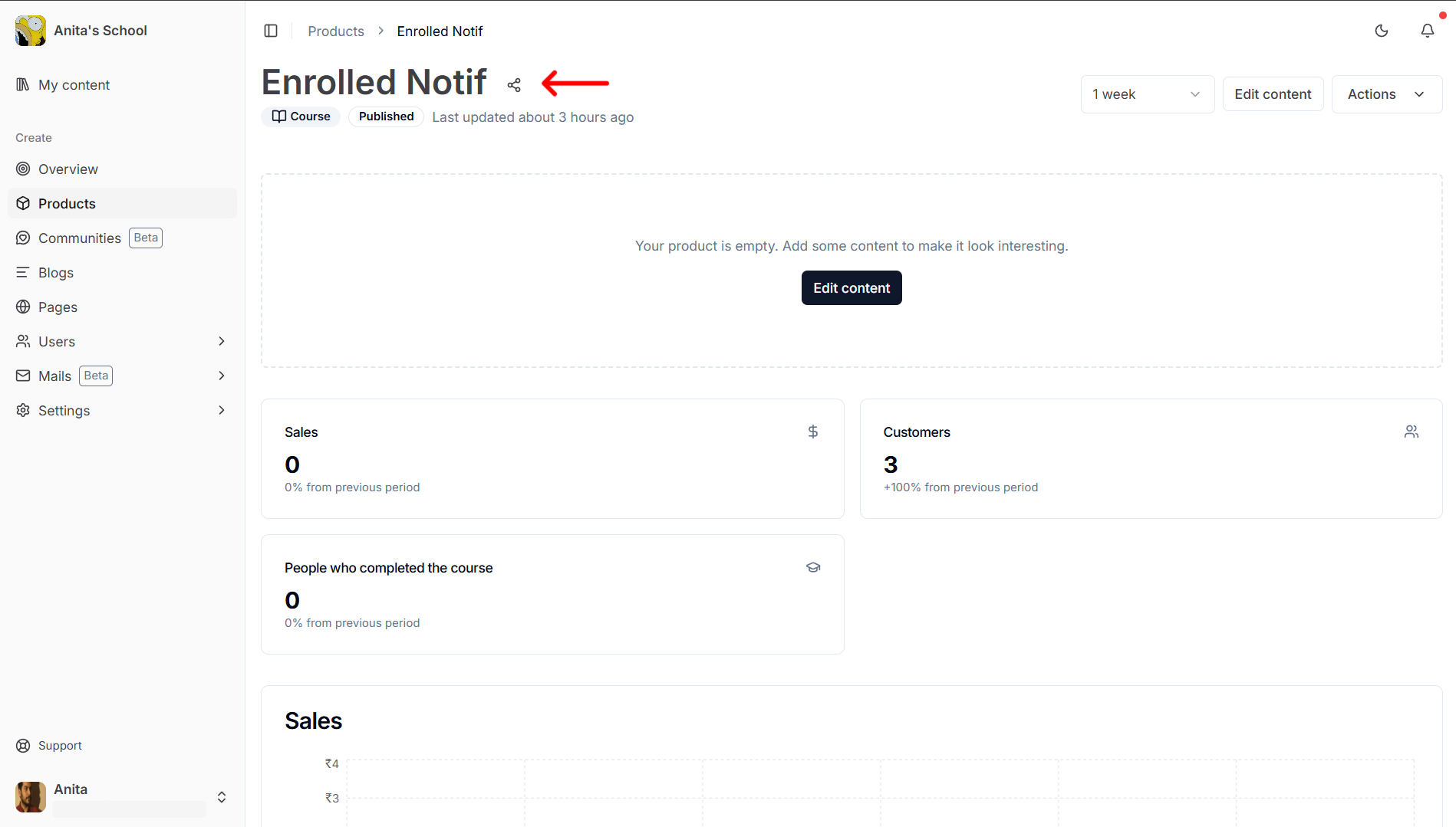 Copy product's sales page URL