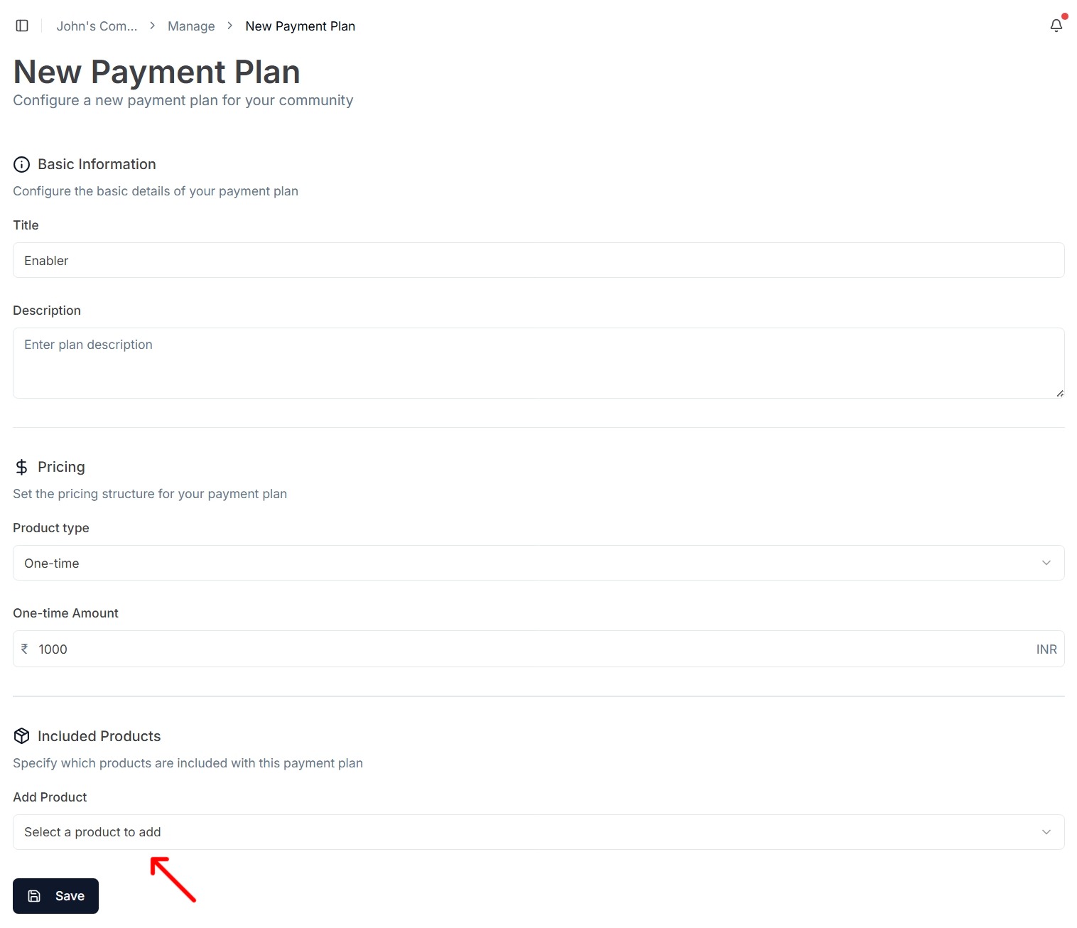 Payment plan - Included products