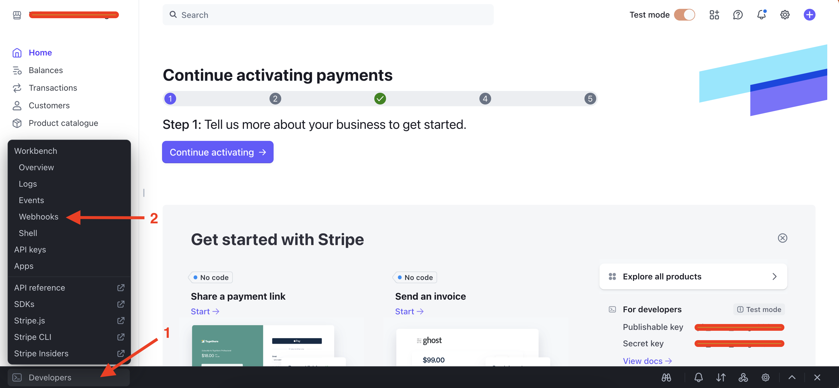 Stripe webhook navigation